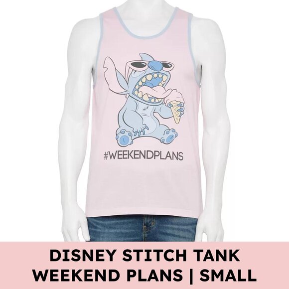 Disney Stitch Men’s Tank Top Cotton Blend #WEEKENDPLANS Ice Cream Vacationcore - Picture 1 of 9
